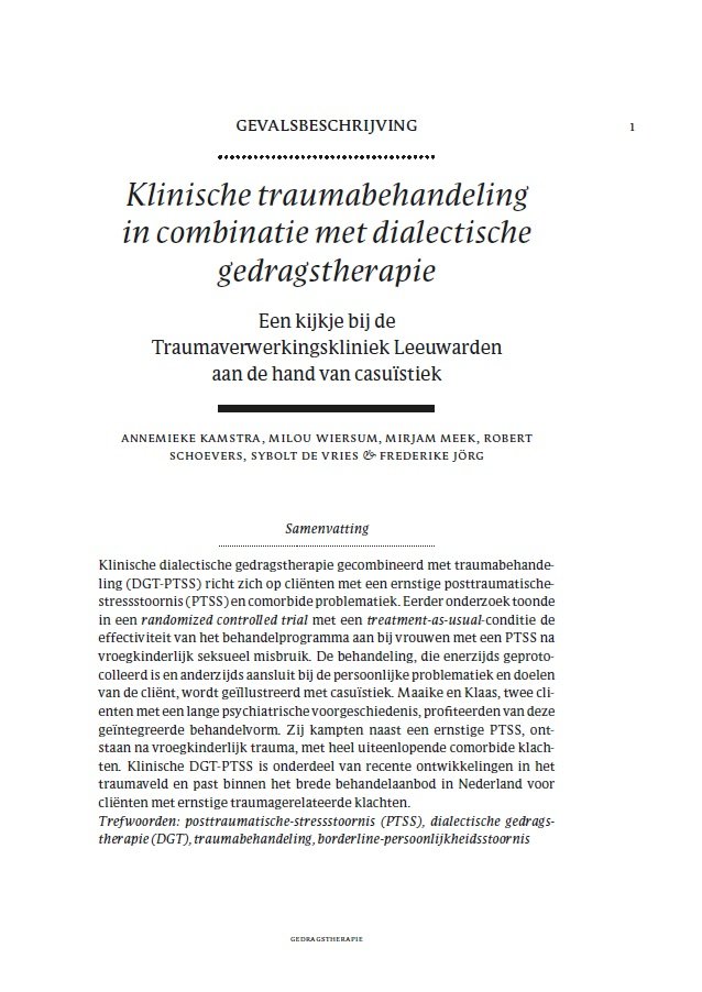 Online first: Klinische traumabehandeling in combinatie met DGT