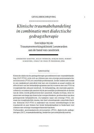 Online first: Klinische traumabehandeling in combinatie met DGT